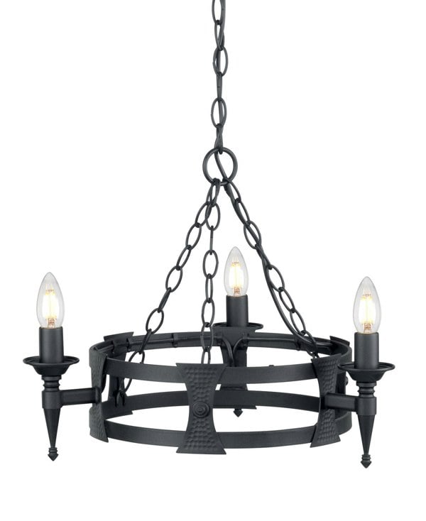 3 Bulb Chandelier Hanging Pendant LIght Black LED E14 60W Bulb Loops