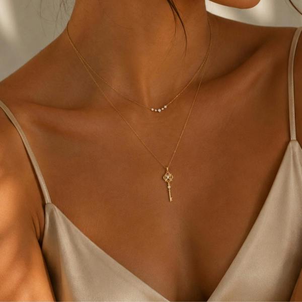Spero London Sterling Silver Ancient Key Necklace