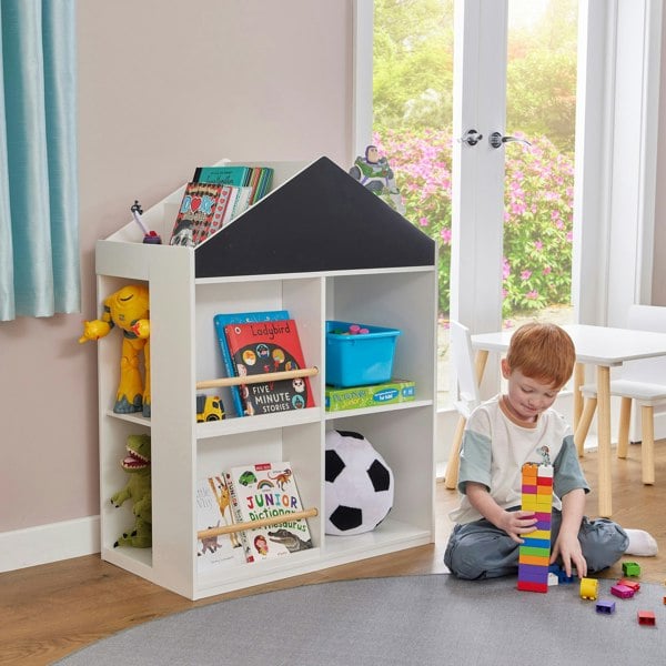 Liberty House Toys Kids White Blackboard Bookcase and Storage Cabinet