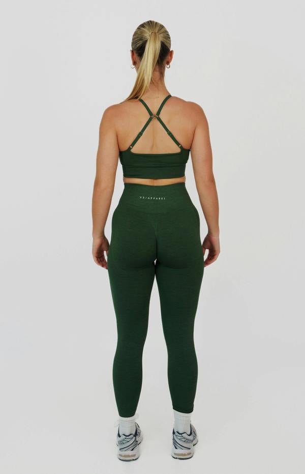 V3 Apparel Tempo Seamless Scrunch Leggings & Multi-Way Sports Bra Set - Hunter Green