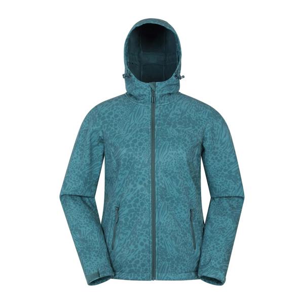 Mountain Warehouse Womens/Ladies Exodus Printed Water Resistant Soft Shell Jacket - Dark Teal - 