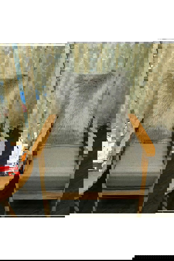 Living and Home 45*45cm Fluffy Faux Wool Grey Cushion Cover