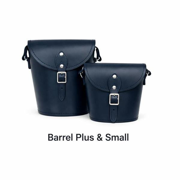 Zatchels Handmade Leather Barrel Bag - Navy Blue