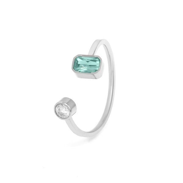 Say It With March Aquamarine Birthstone Ring - Silver Plated