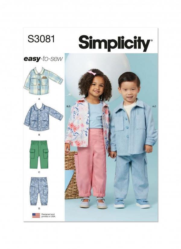 Simplicity Sewing Pattern 3081, Trousers, Jackets for Baby, Kids, A (1/2-1-2-3-4) - Easy