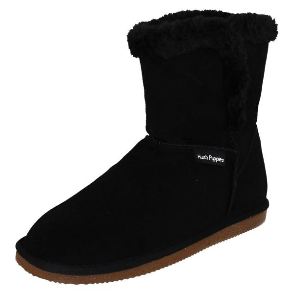 Hush Puppies Ladies Hush Puppies Fur Trim Slipper Boots Ashleigh