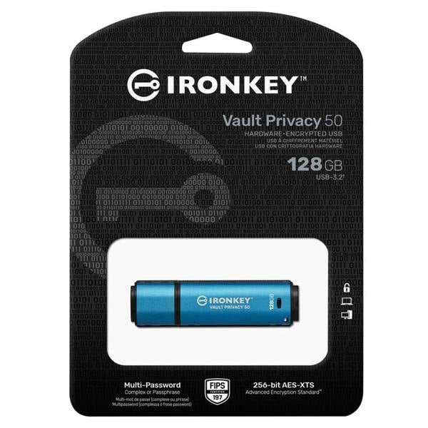Kingston IronKey Vault Privacy 50 USB Flash Drive XTS AES Encrypted 128GB