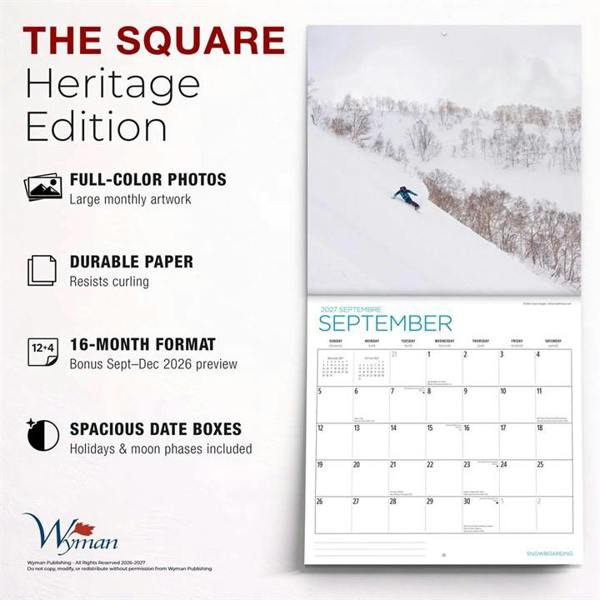 Snowboarding Calendar 2027, Wall Calendars, Month To View, Sports, Gift