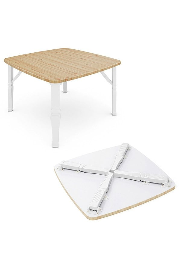 Living and Home Square 60cm Wooden Folding Coffee Table Natural