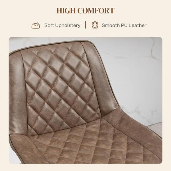 Brown bar stool backrest with diamond-quilted PU leather and padded seat