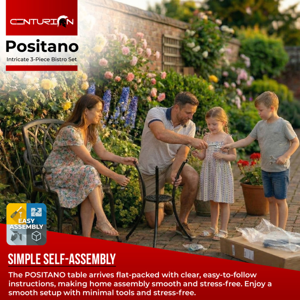 Centurion Supports POSITANO Garden and Patio Black Cast Aluminium Bistro Table