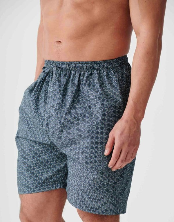 British Boxers Men's Crisp Cotton Sleep Shorts – Geometric Moorland