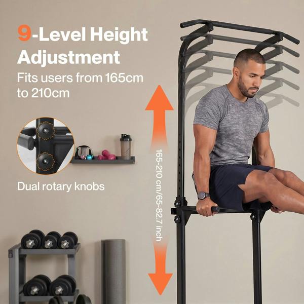 Centra Pull Up Station  9-Height Adjustable  150kg Carbon Steel  Black