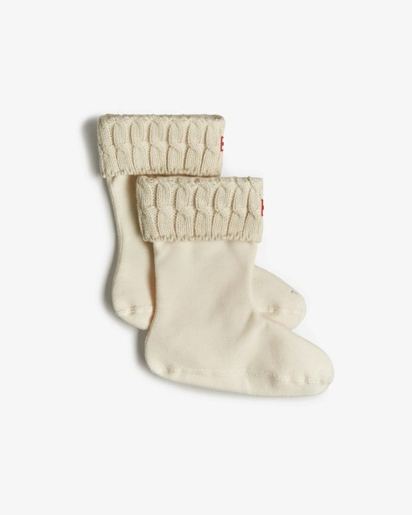 Hunter 6 Stitch Cable Short Boot Sock - Hunter White