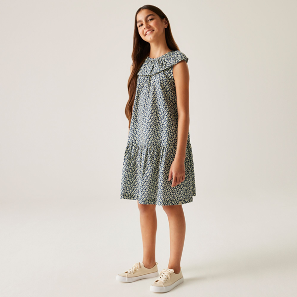 Regatta Girls Orla Kiely Jasmine Flower Sleeveless Dress - Blue