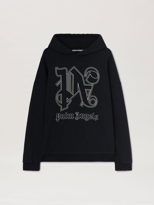 Palm Angels Monogram Statement Logo Hoodie - Black