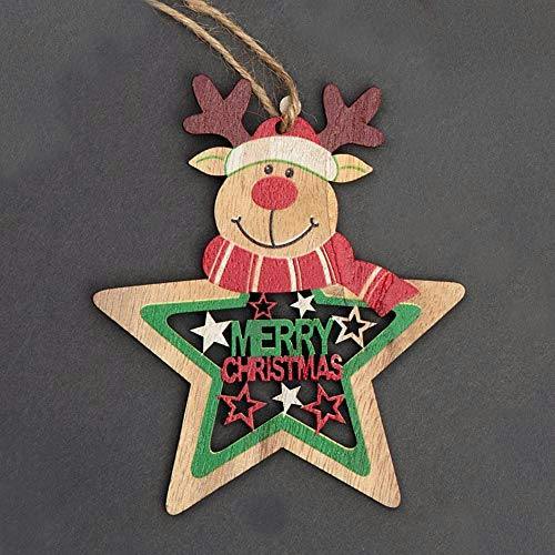 9x8cm Wooden Christmas Hanging Star Decorations, Painted Style Set of 3 with Twine Strings image 5