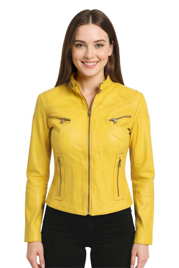 Infinity Leather Women's Casual Slim-Fit Leather Biker Jacket-Tulsa