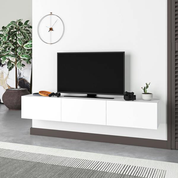 Decortie Francy Modern Wall Mounted TV Unit 55" Multimedia Centre 180cm