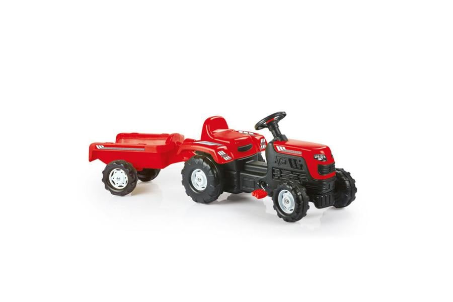 Dolu Kids Tractor Pedal Operated Ride On Truck with Trailer - Red