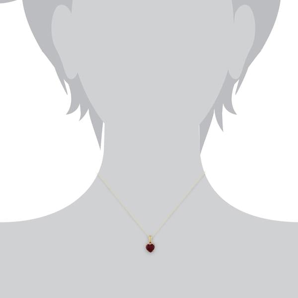 26940-135P1463029 Classic Heart Garnet Single Stone Heart Stud Earrings & Pendant Set in 9ct Yellow Gold 7