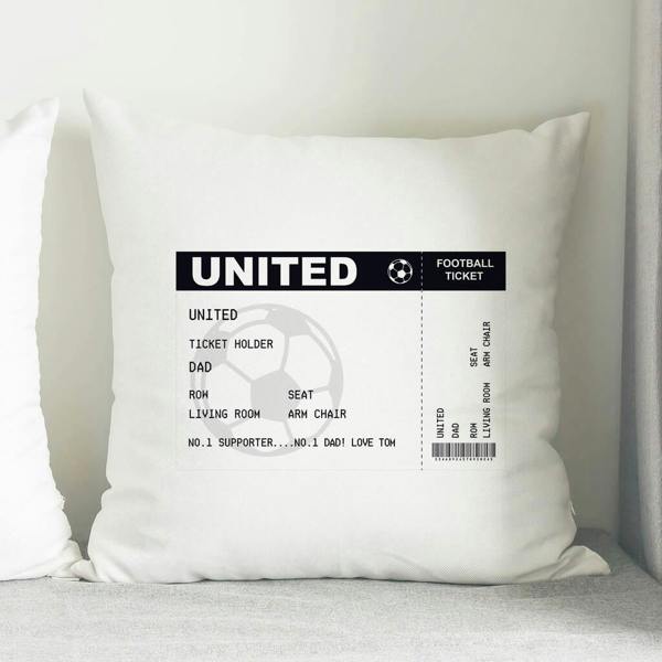 Personalised Football Ticket Cushion - lifestyle shot