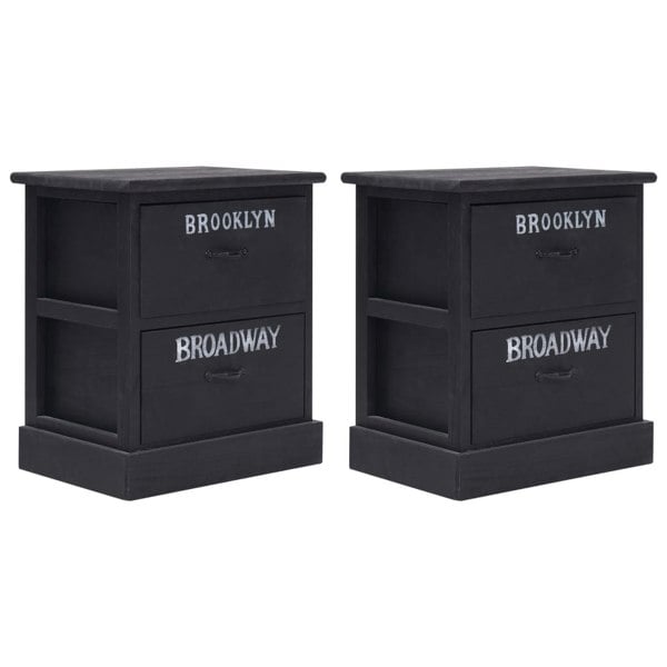 Berkfield Nightstands 2 pcs Black 38x28x45 cm Paulownia Wood