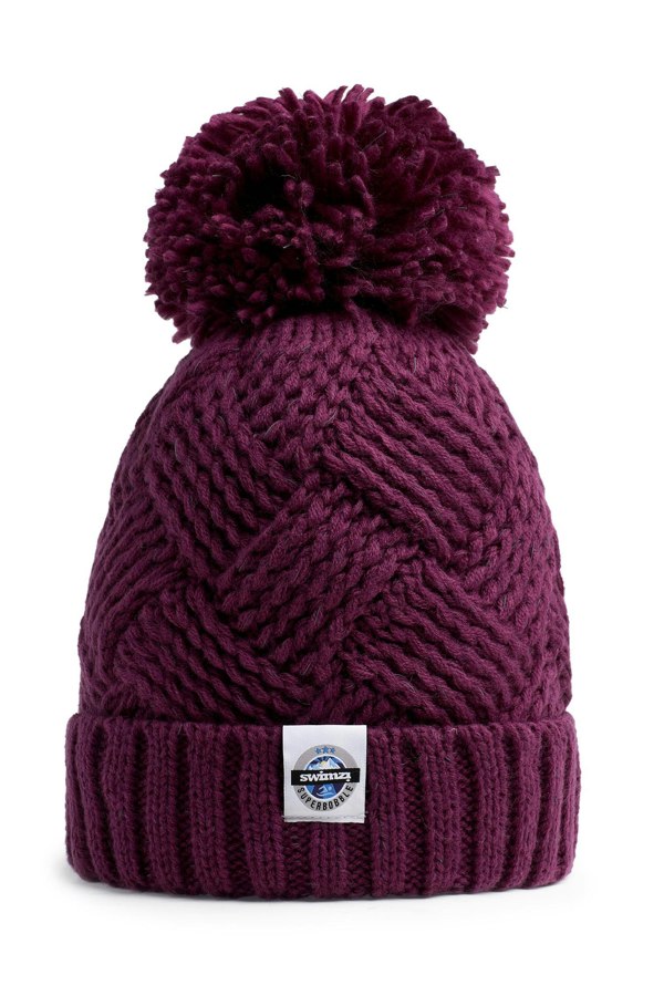 SuperBobble Patchwork Beanie Bobble Hat - Rhubarb