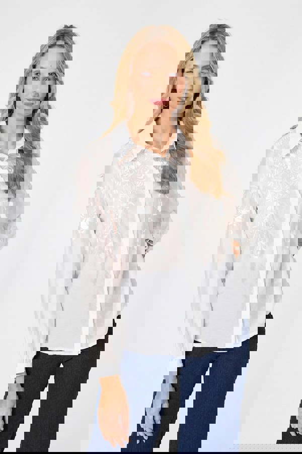 White | Embroidered Long Sleeve Shirt
