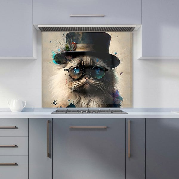 Warren Reed - Designer Ragdoll Cat With Glasses Splashart Kitchen Splashback