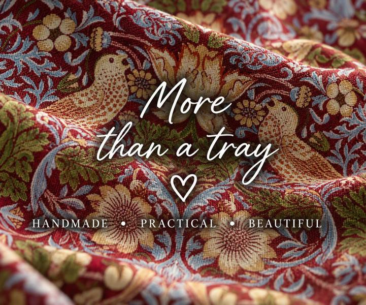 Made in the Mill Luxury William Morris Red Strawberry Thief Lap Tray With Bean Bag
