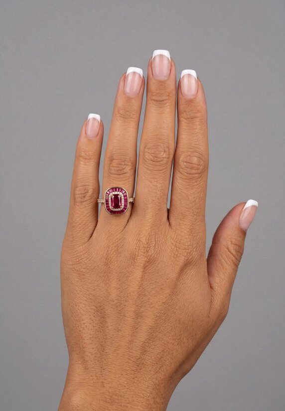 Latelita Great Gatsby Ruby Cocktail Ring Gold