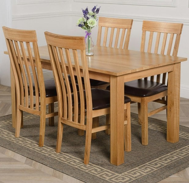 That's Furniture Oslo 150 x 90cm Medium Oak Dining Set with Harvard Oak Chairs