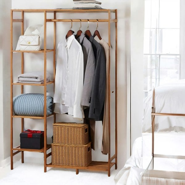 Rafaelo Mobilia Bamboo 6 Tier Open Wardrobe