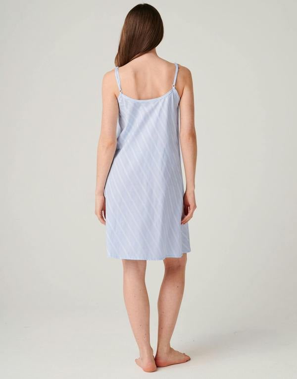 British Boxers Women's Cotton Strappy Nightdress – Breezy Blue Satin Stripe