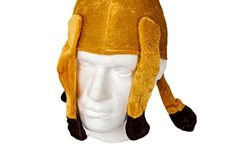 Reindeer Plush Novelty Christmas Hat for Adults and Kids, Soft Beige Fancy Dress Headwear image 7
