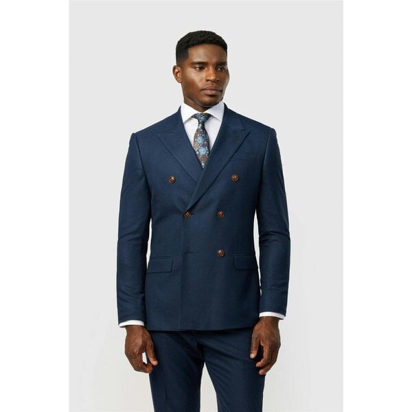 Antique Rogue Slim Fit Blake Navy Texture Double Breasted Jacket