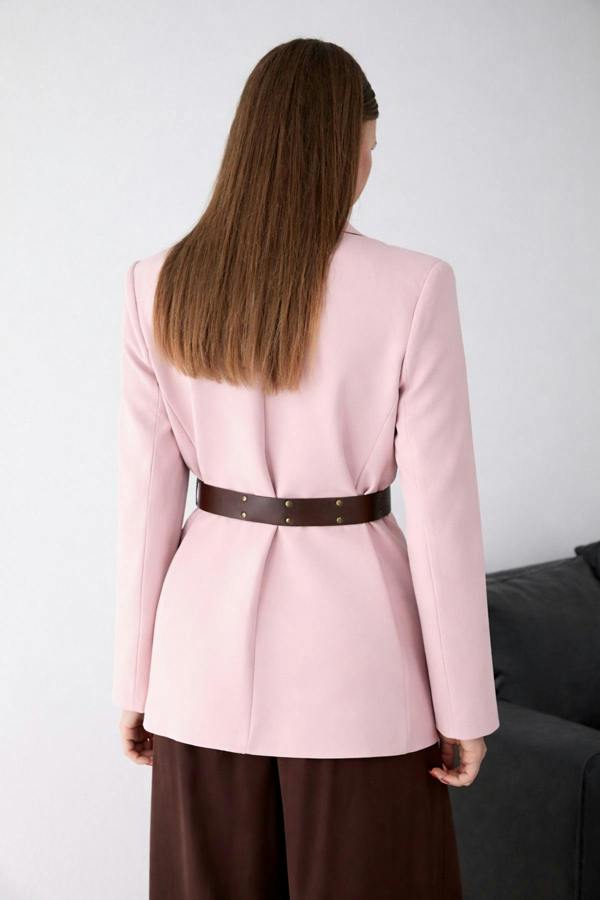 Belted Fitted Long Sleeve Blazer Jacket