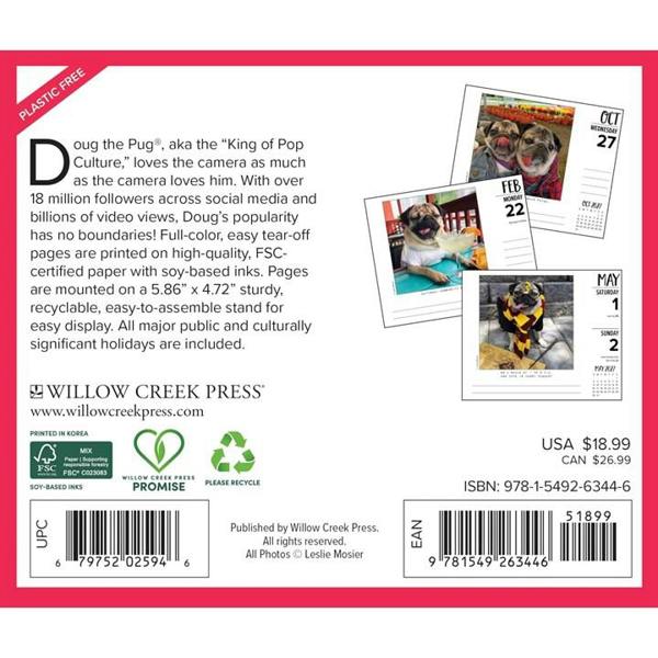 Doug The Pug Desk Calendar 2027, Desk Calendars, Day To View, Dogs, Gift