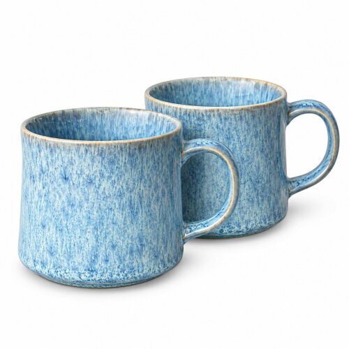 Skandi Home Vega Set of 2 Blue Reactive Speckle Glaze Ceramic Mugs 590ml