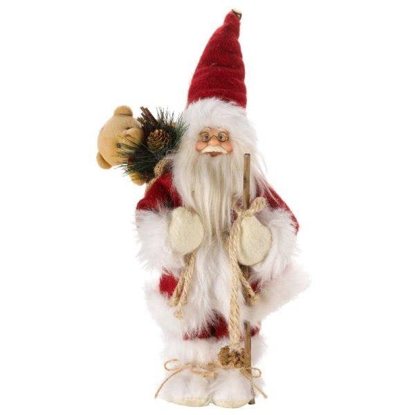 Samuel Alexander 30cm Battery Operated Red Standing Light up Santa Claus with Brown Woven Sack