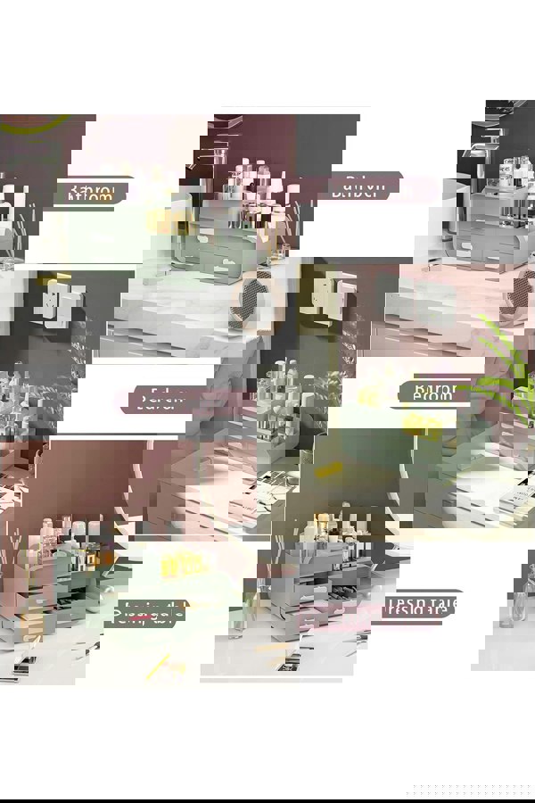 Living and Home Makeup Desk Organizer With Drawers,Countertop Organizer for Home Dormitory Office