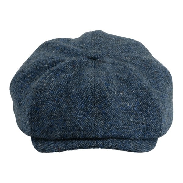 Gamble & Gunn British Made Mid Blue Button Top Cap Irish Donegal Tweed From Molloy and Sons