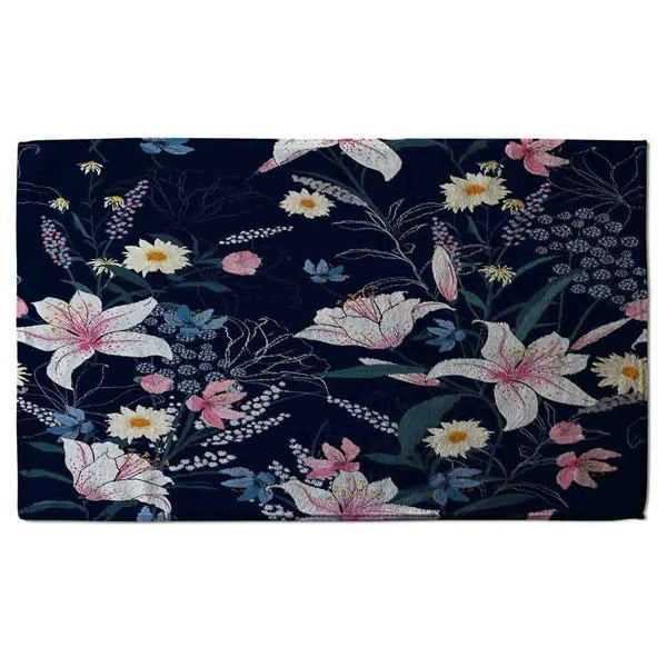 Benjamin Tate Design Tropical White & Pink Flowers (Bath Towel)