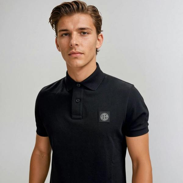 Stone Island Compass Logo Polo Black - chancefashionco