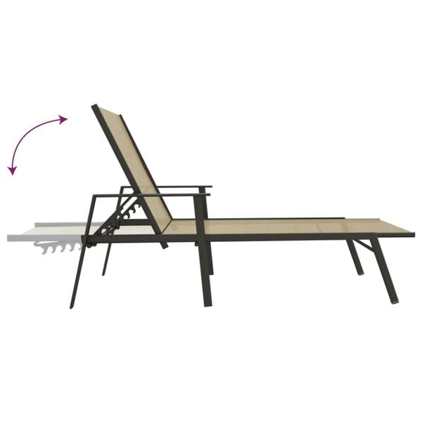 Berkfield Sun Lounger Steel and Textilene Fabric Cream