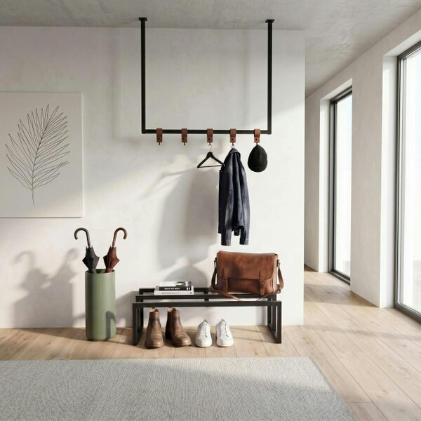 Decortie Roya Hall Set Shoe Rack, 5 Metal Hook Wall Rail 72 x 30 x 50.2 cm