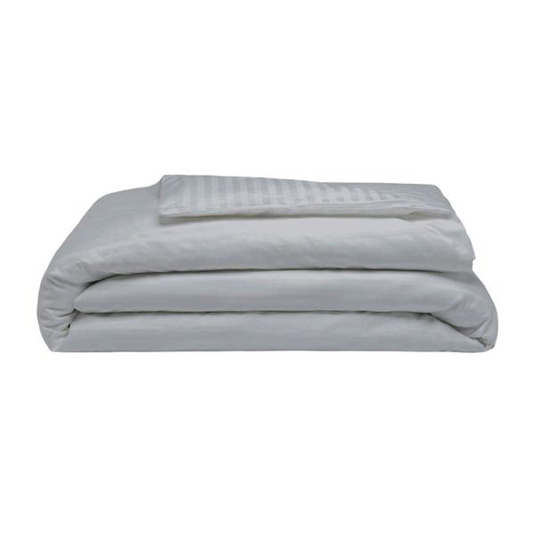 Belledorm 540 Thread Count Satin Stripe Duvet Cover Set - Platinum - 