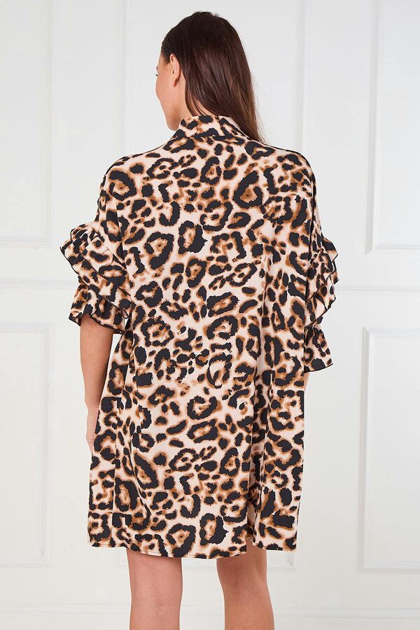 Elaina Fashion Leopard Print Button Front Blouse – One Size (8–14)