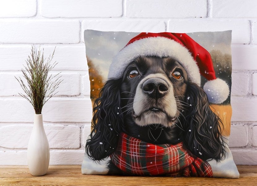 Warren Reed Christmas Cocker Spaniel Cushion